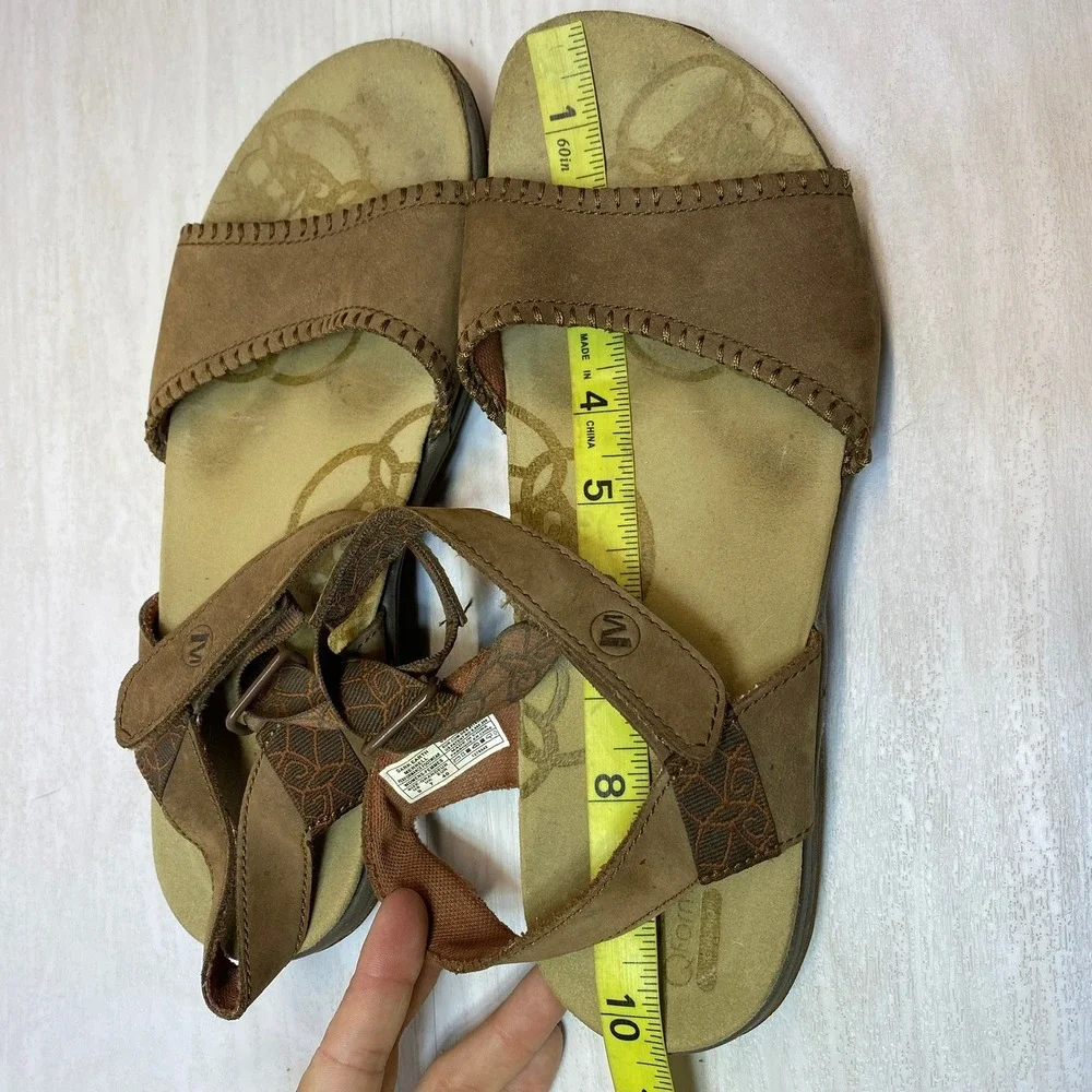 Merrell Womens 9 QForm Sandals Slingback Brown Leather Comfort Hiking J57572